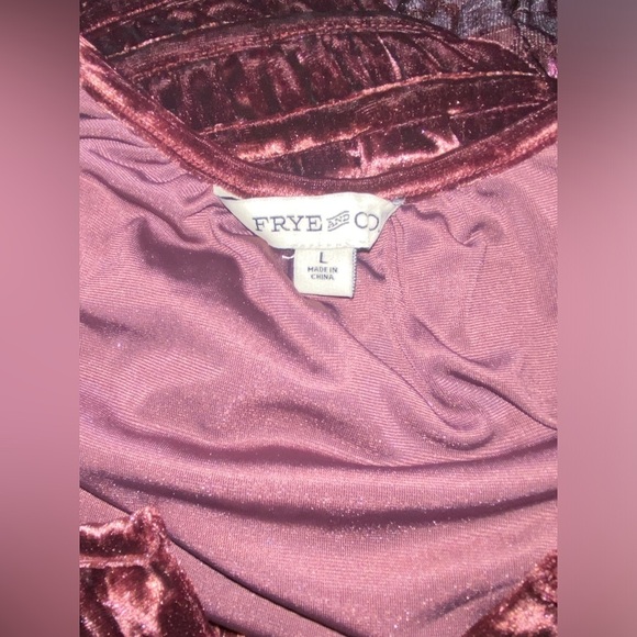 Frye and Co. Floral Burnout Velvet Burgundy Dress Midi Flounce L Boho Cowgirl - Picture 3 of 11